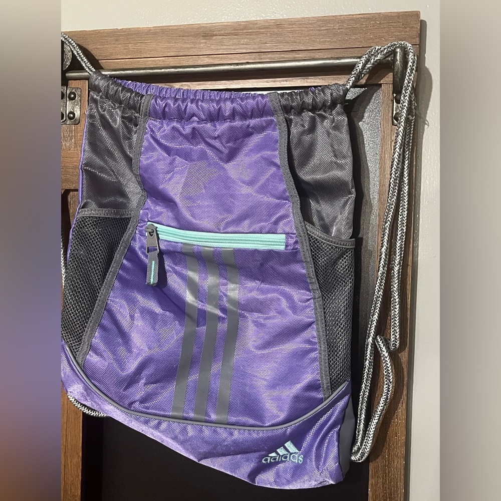 Adidas Drawstring‎ Sackpack Purple, Teal and Gray